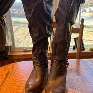 Brown Leather Knee-High Boots